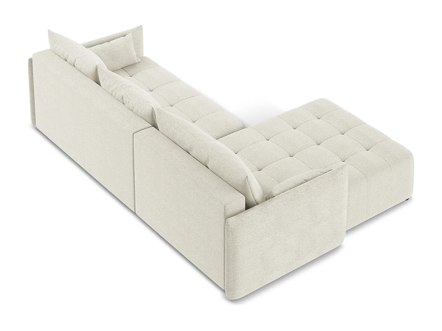 Canapé d’angle 3 places gauche convertible en tissu bouclette - sable - MOKU