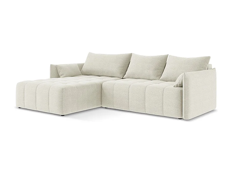 3-Sitzer Ecksofa mit Schlaffunktion - Ecke Links - Bouclé - Sand - MOKU
