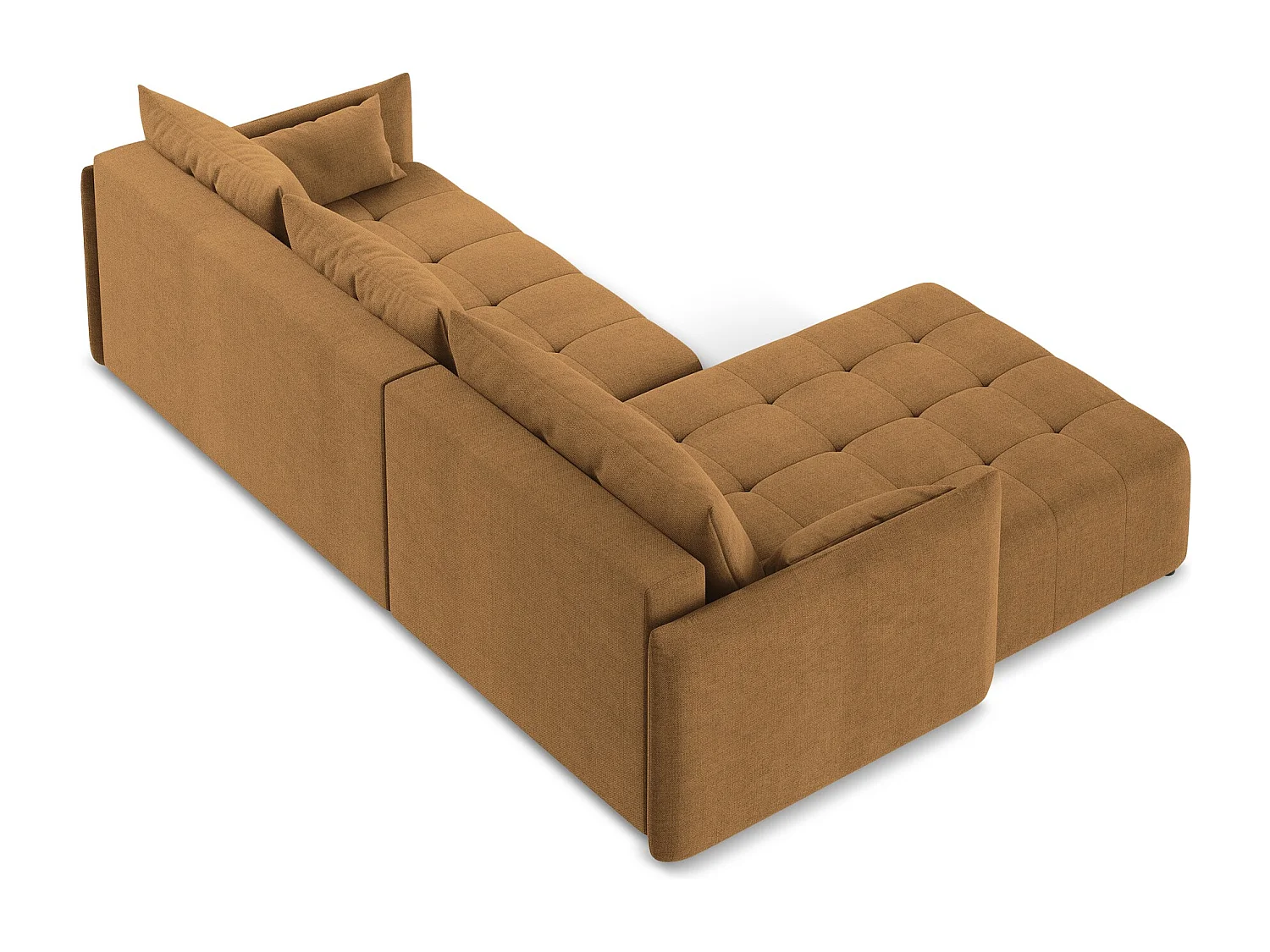 Sofá de canto esquerdo convertível 3 lugares em tecido texturizado terracota - MOKU