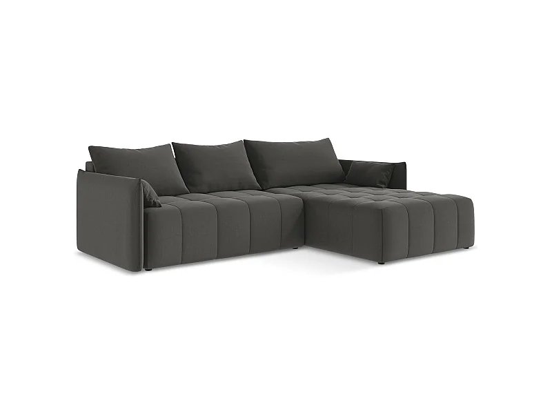 Ecksofa mit Schlaffunktion - Ecke Rechts - Samt - Stahl - MOKU