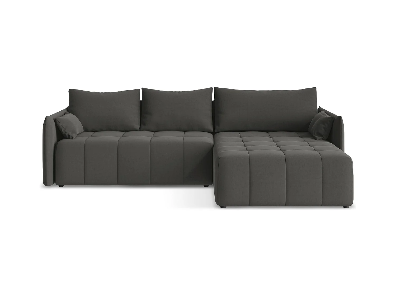 Canapé d'angle droit convertible en velours - acier - MOKU