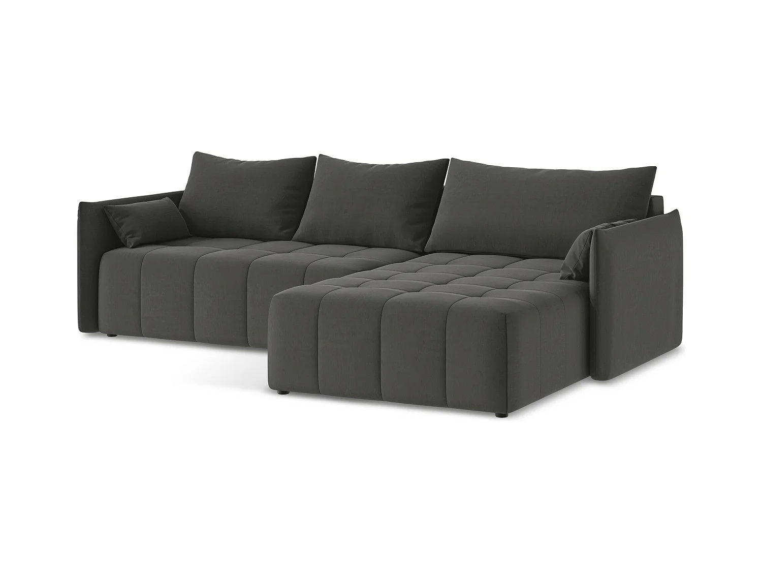 Ecksofa mit Schlaffunktion - Ecke Rechts - Samt - Stahl - MOKU