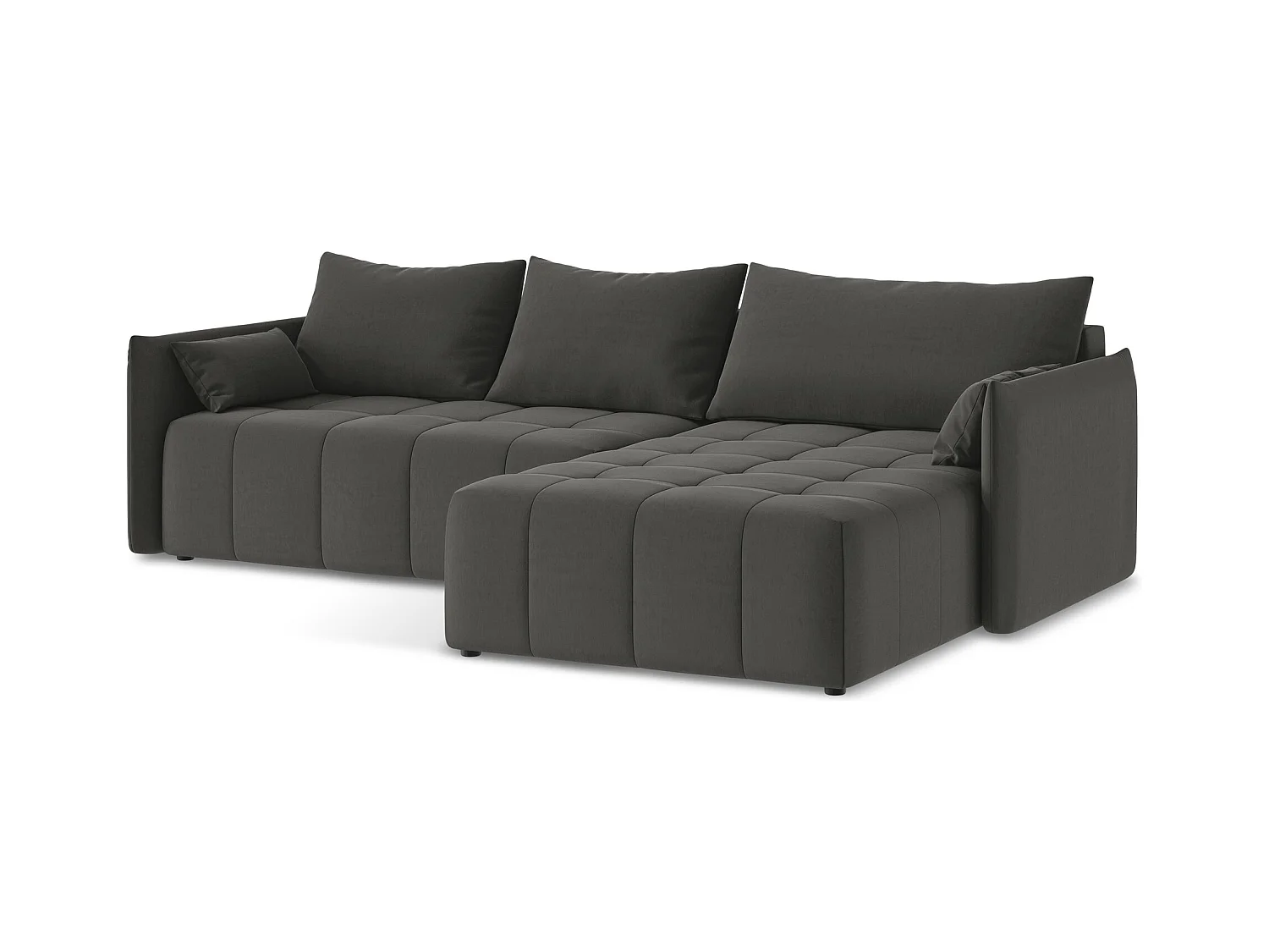 Ecksofa mit Schlaffunktion - Ecke Rechts - Samt - Stahl - MOKU