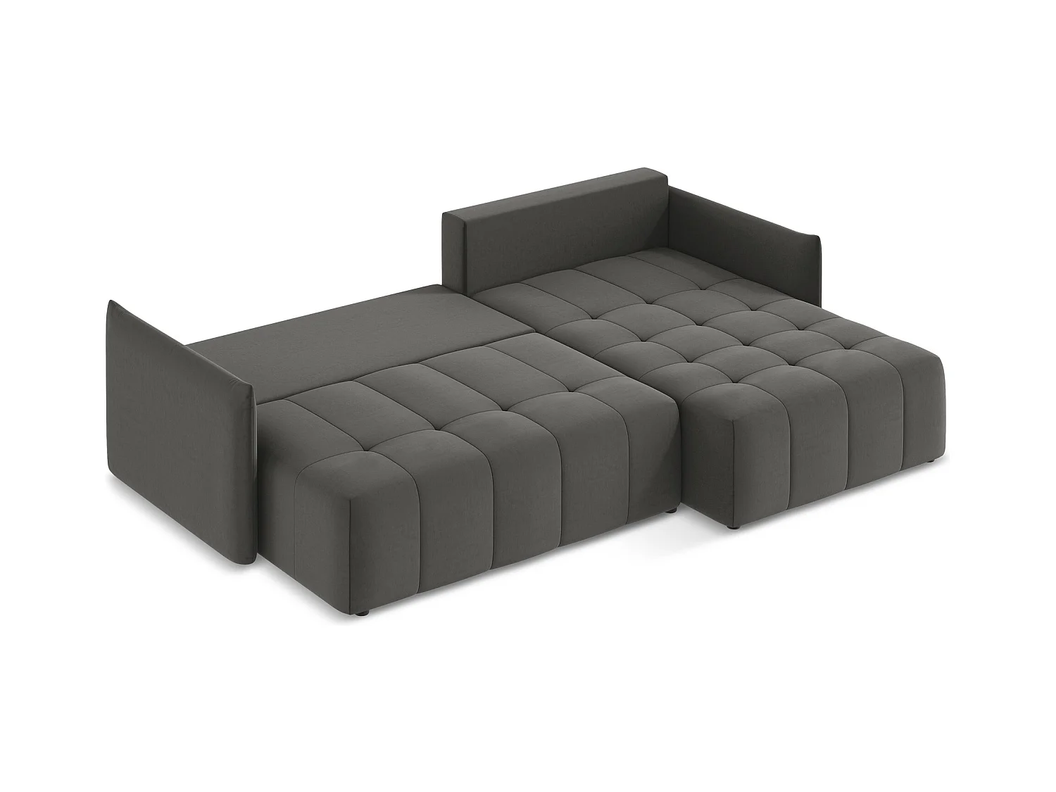 Ecksofa mit Schlaffunktion - Ecke Rechts - Samt - Stahl - MOKU