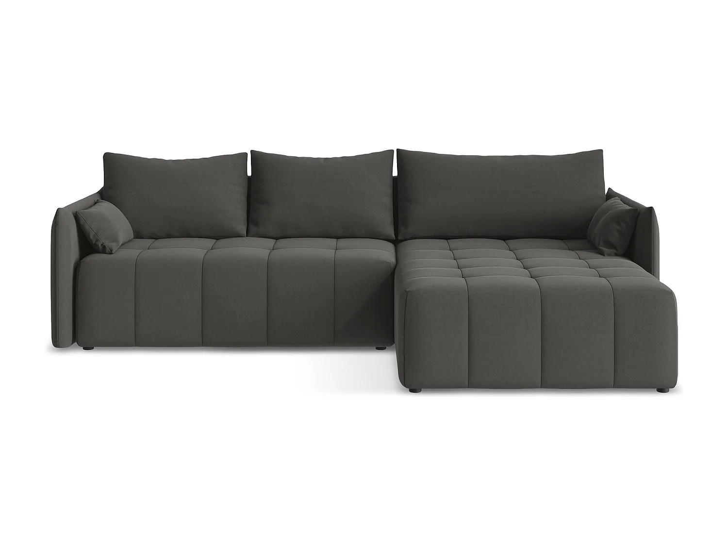 Canapé d'angle droit convertible en velours - acier - MOKU