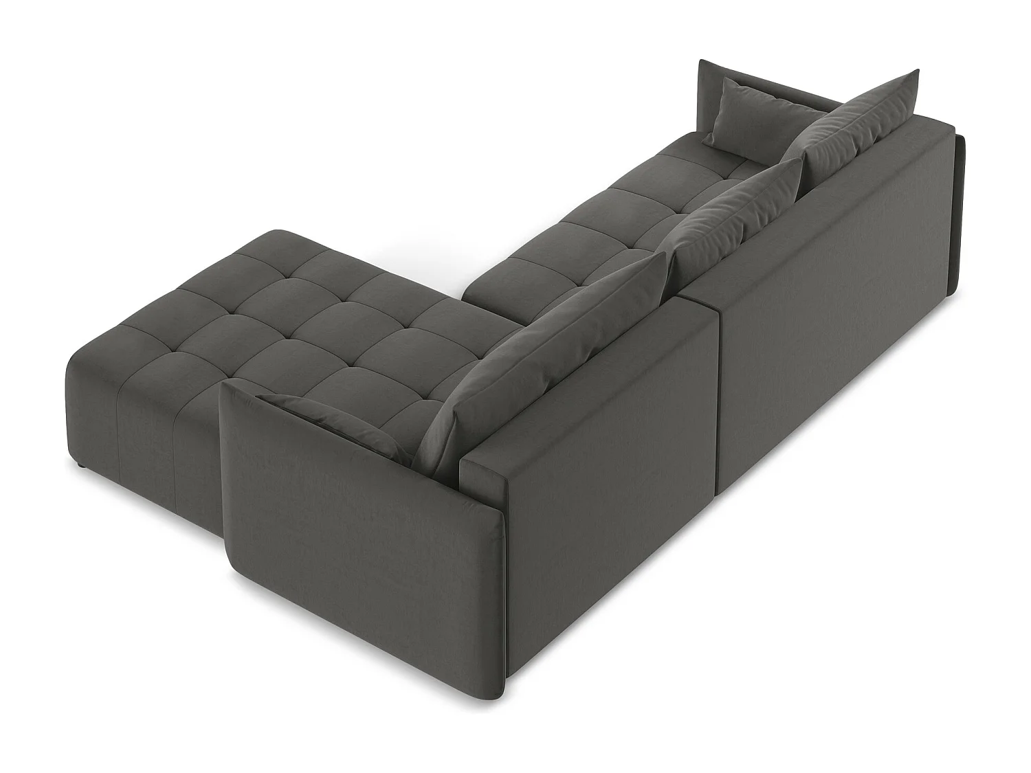 Canapé d'angle droit convertible en velours - acier - MOKU