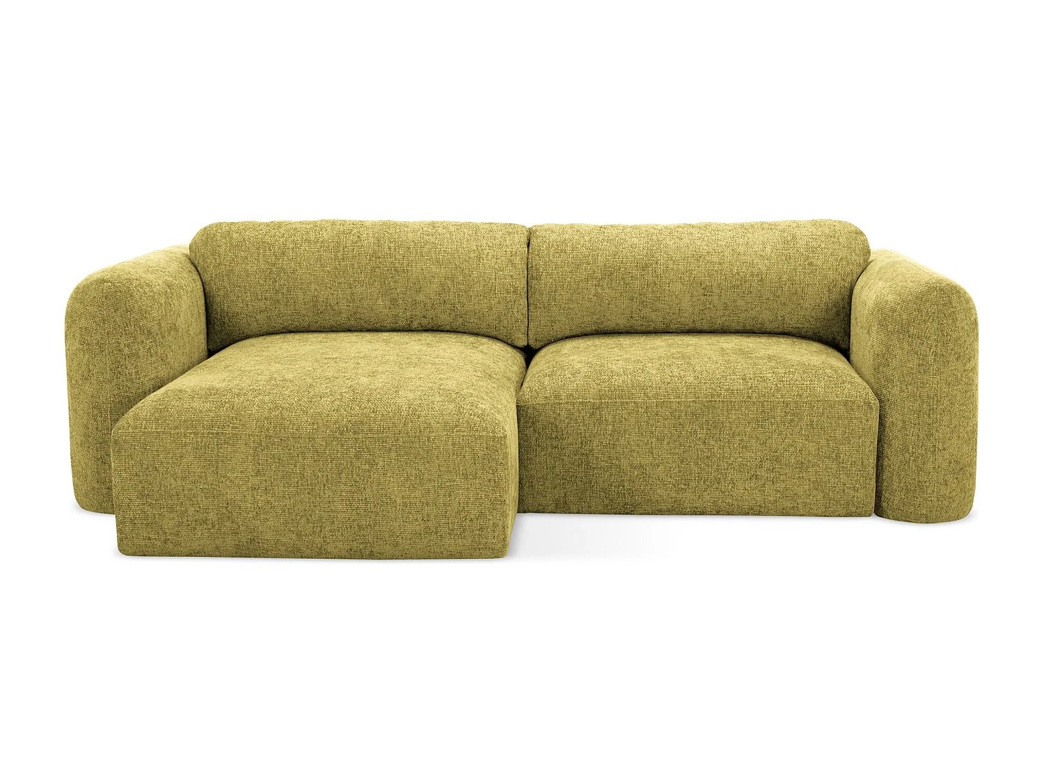 Canapé d’angle 3 places gauche convertible en tissu chenille - vert citron - MELE