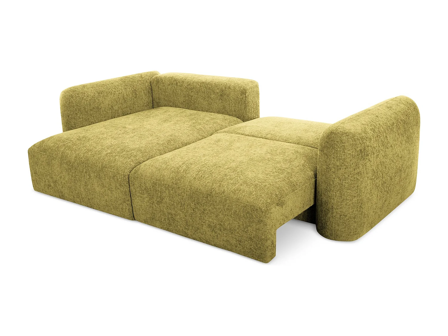 Canapé d’angle 3 places gauche convertible en tissu chenille - vert citron - MELE