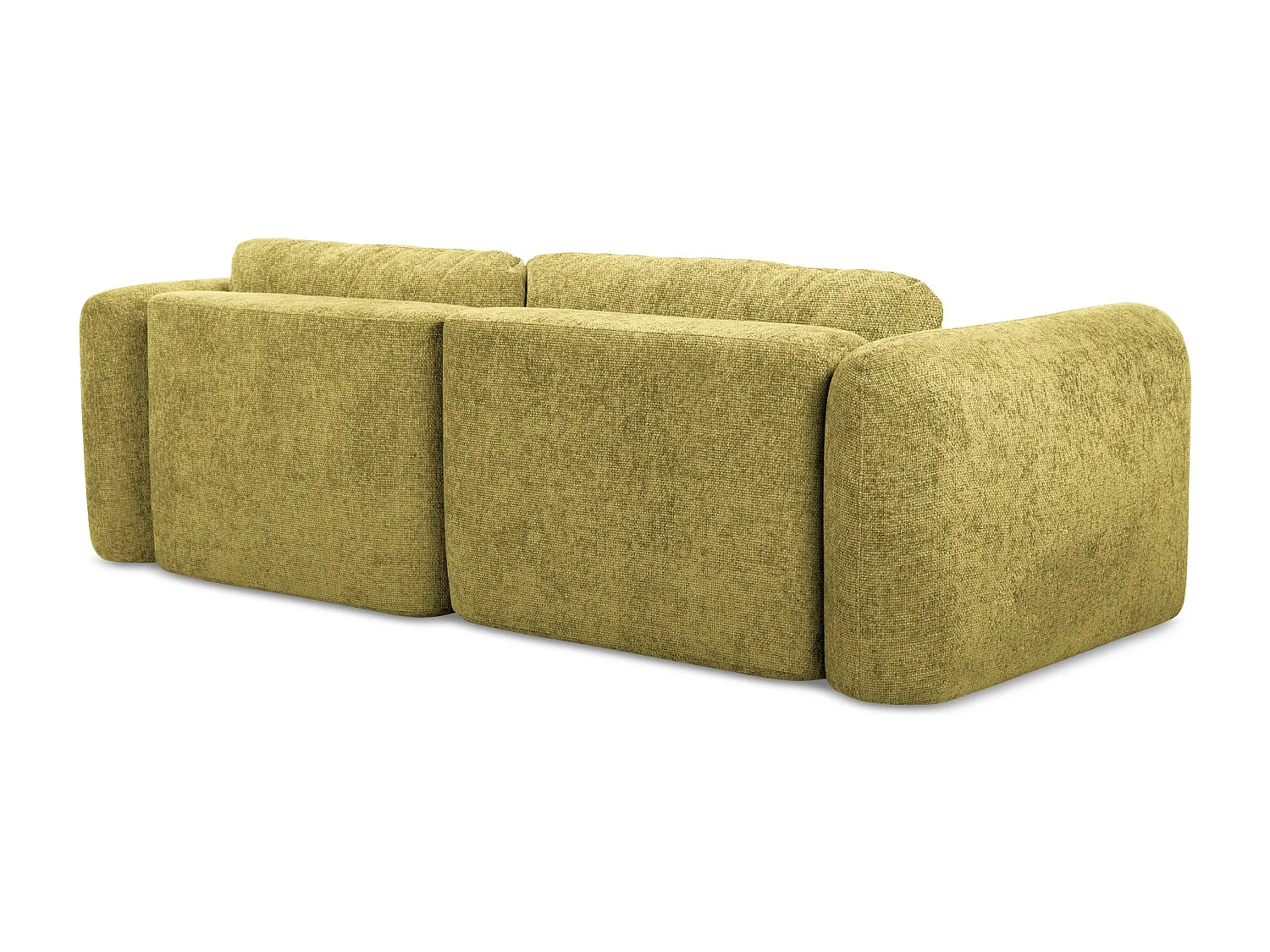 Canapé d’angle 3 places gauche convertible en tissu chenille - vert citron - MELE