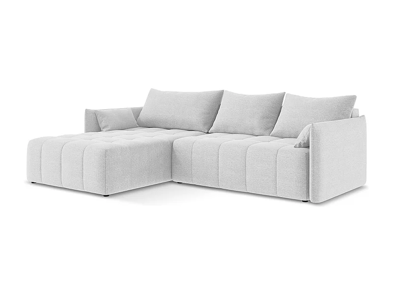 3-Sitzer Ecksofa mit Schlaffunktion - Ecke Links - Bouclé - Silber - MOKU