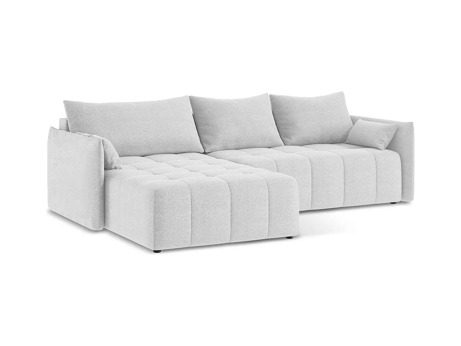 3-Sitzer Ecksofa mit Schlaffunktion - Ecke Links - Bouclé - Silber - MOKU