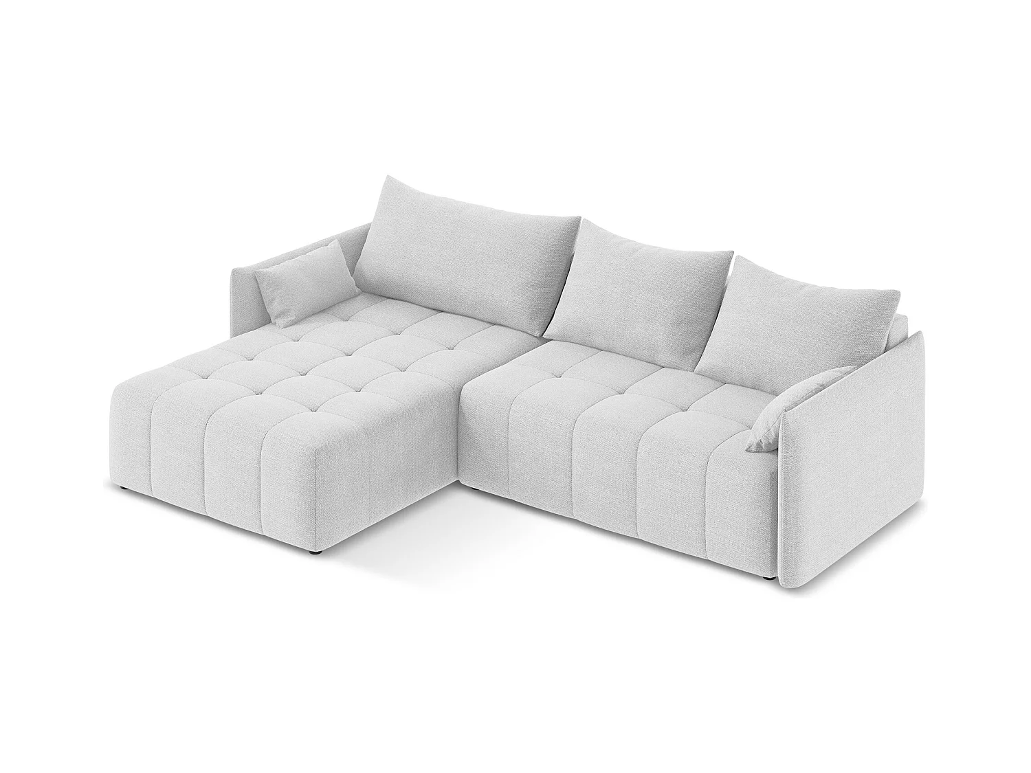 3-Sitzer Ecksofa mit Schlaffunktion - Ecke Links - Bouclé - Silber - MOKU