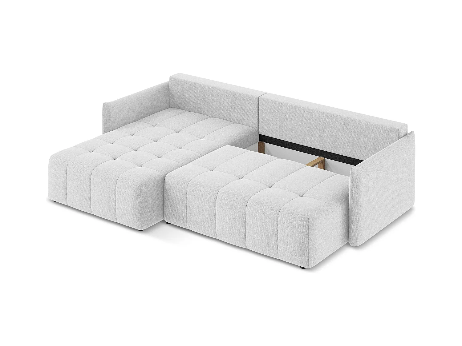 3-Sitzer Ecksofa mit Schlaffunktion - Ecke Links - Bouclé - Silber - MOKU