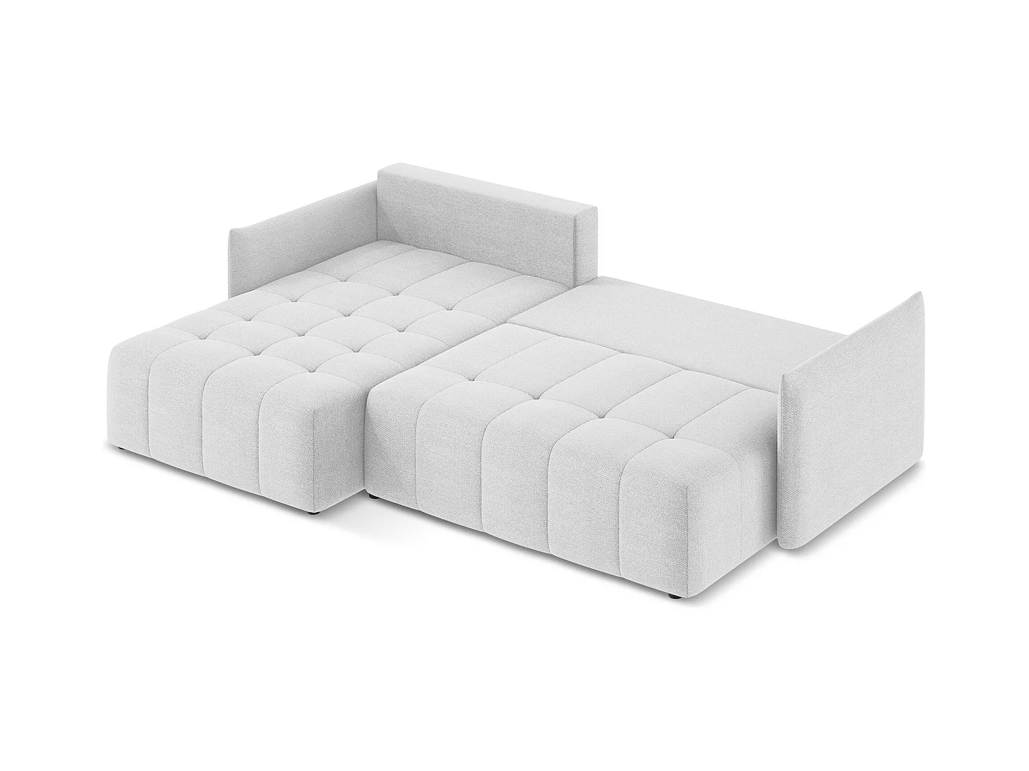 3-Sitzer Ecksofa mit Schlaffunktion - Ecke Links - Bouclé - Silber - MOKU