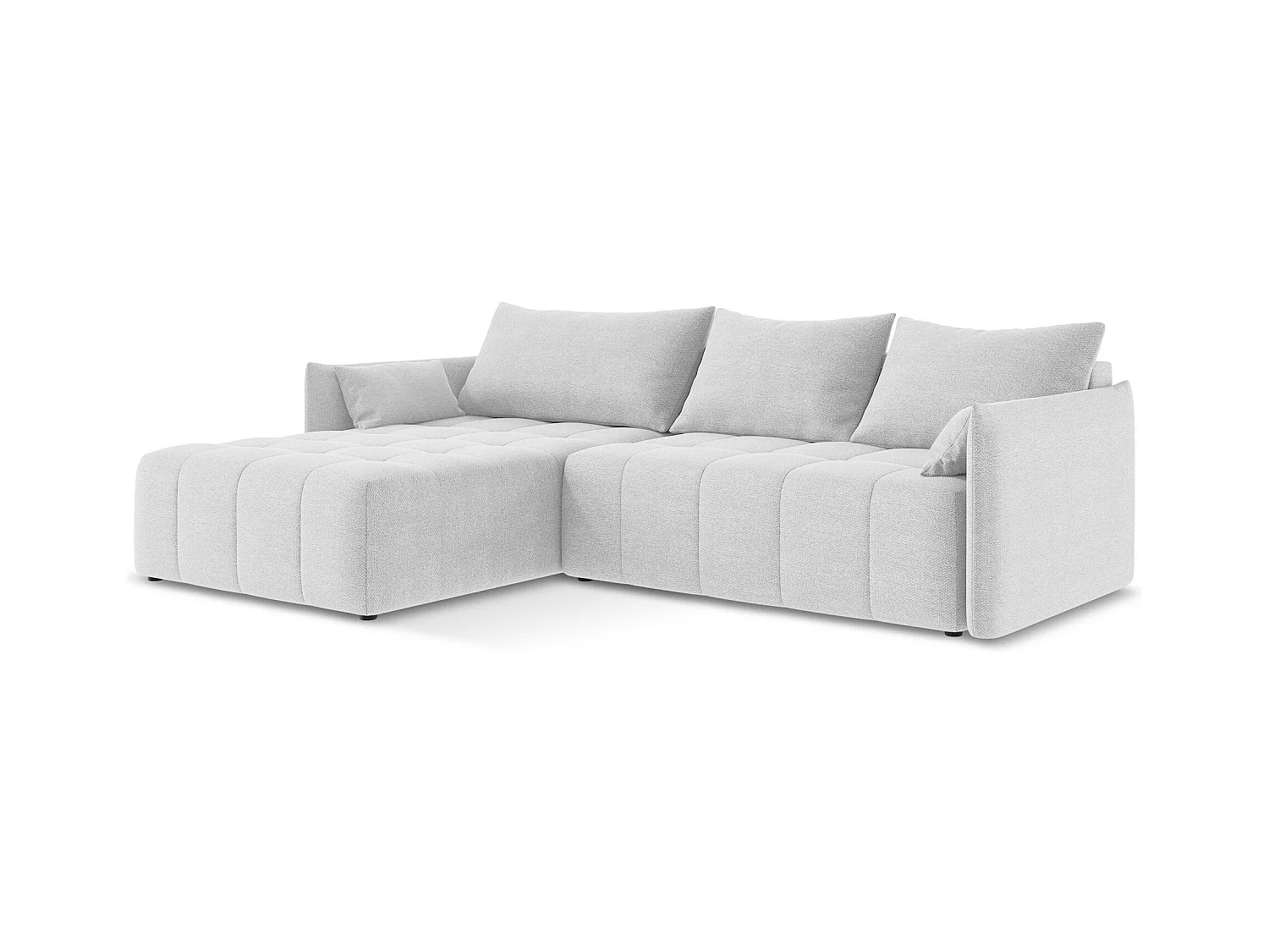 Canapé d’angle 3 places gauche convertible en tissu bouclette - argent - MOKU