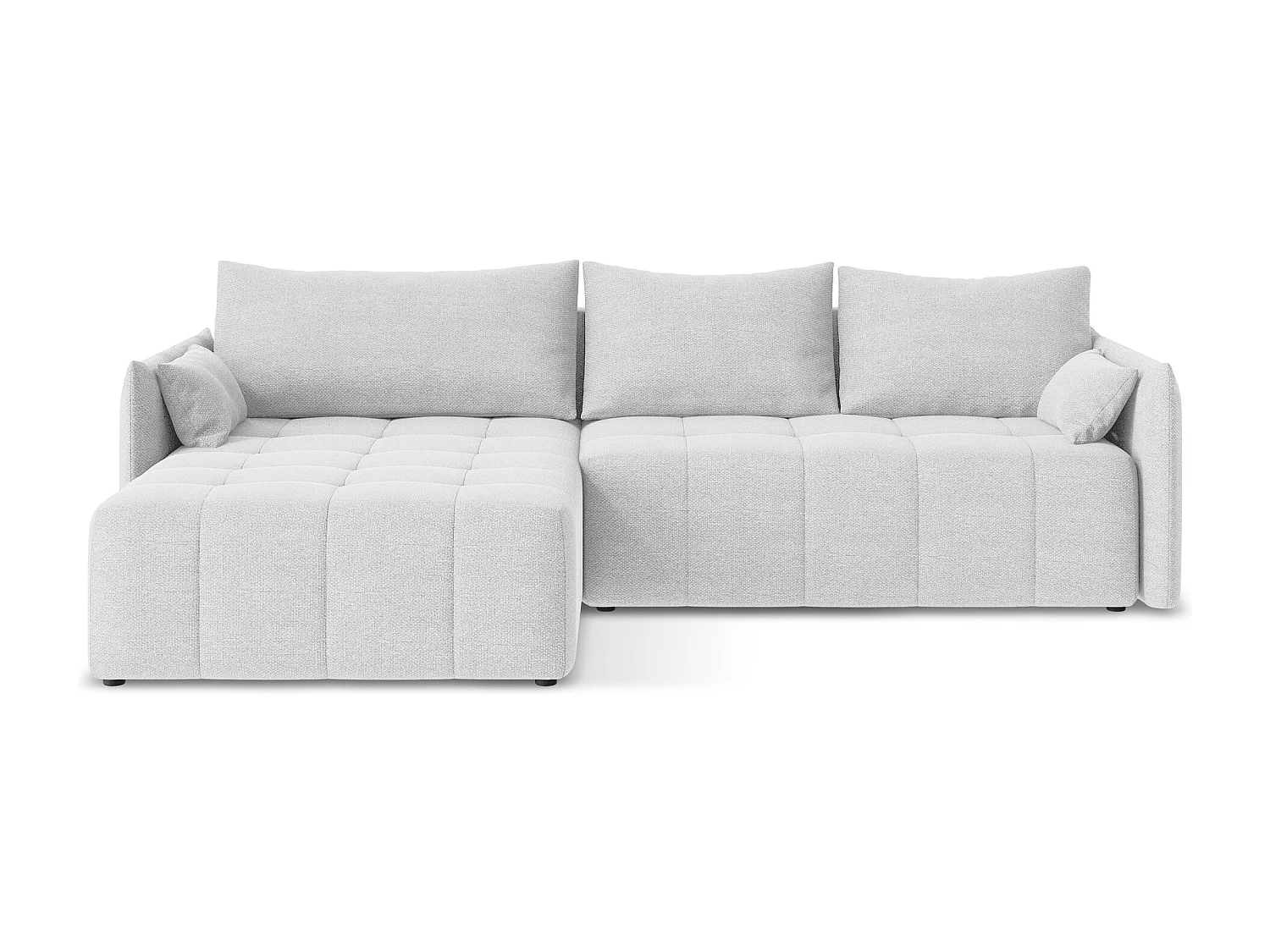 Canapé d’angle 3 places gauche convertible en tissu bouclette - argent - MOKU