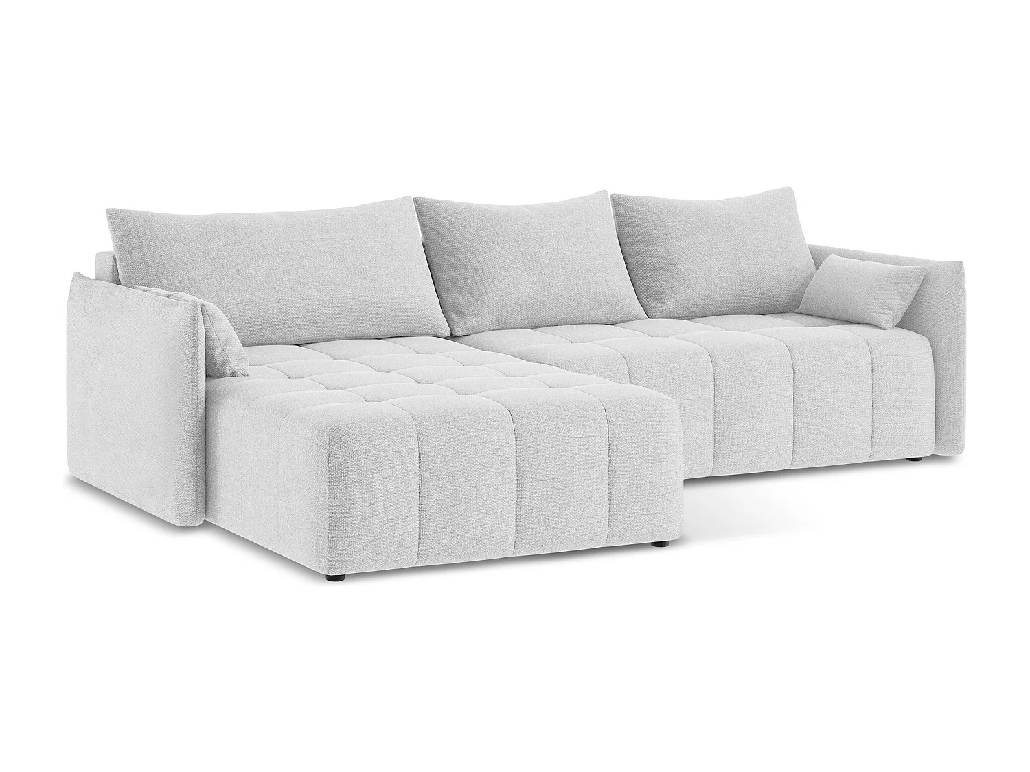 Canapé d’angle 3 places gauche convertible en tissu bouclette - argent - MOKU