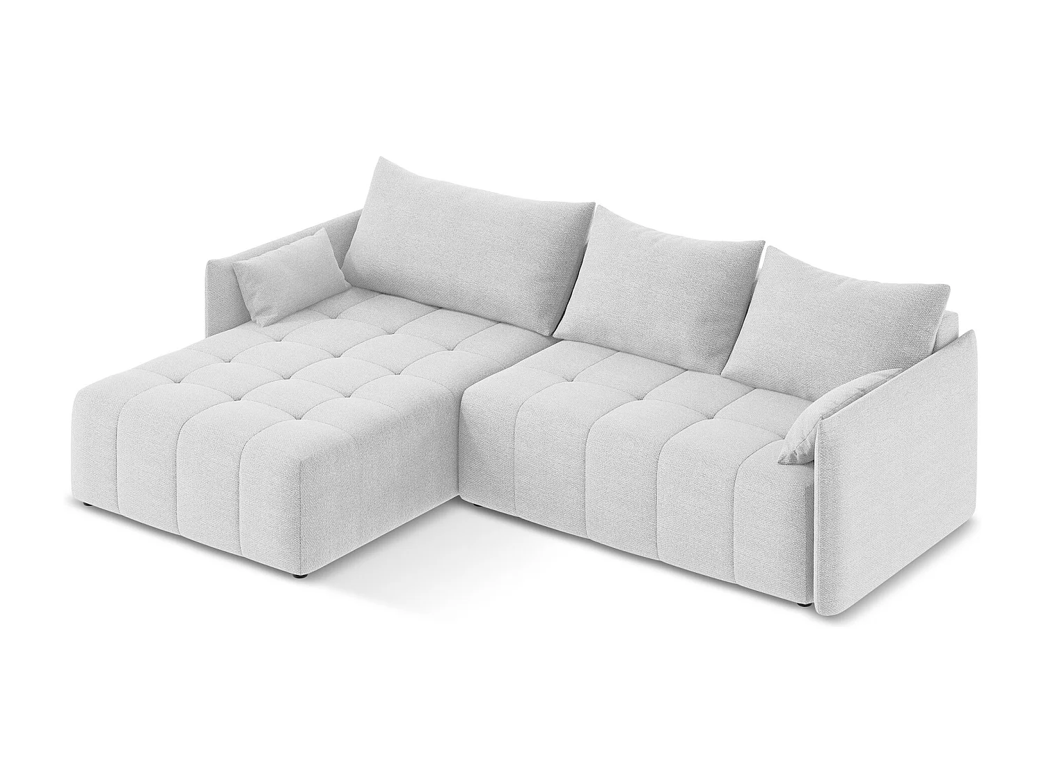 Canapé d’angle 3 places gauche convertible en tissu bouclette - argent - MOKU