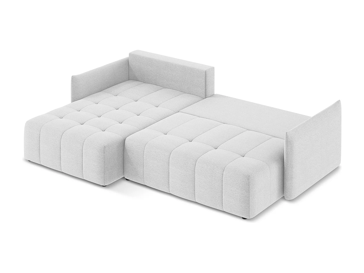 Canapé d’angle 3 places gauche convertible en tissu bouclette - argent - MOKU