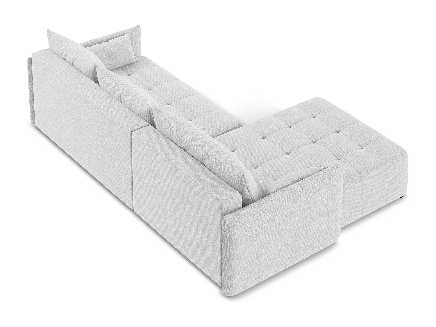 Canapé d’angle 3 places gauche convertible en tissu bouclette - argent - MOKU