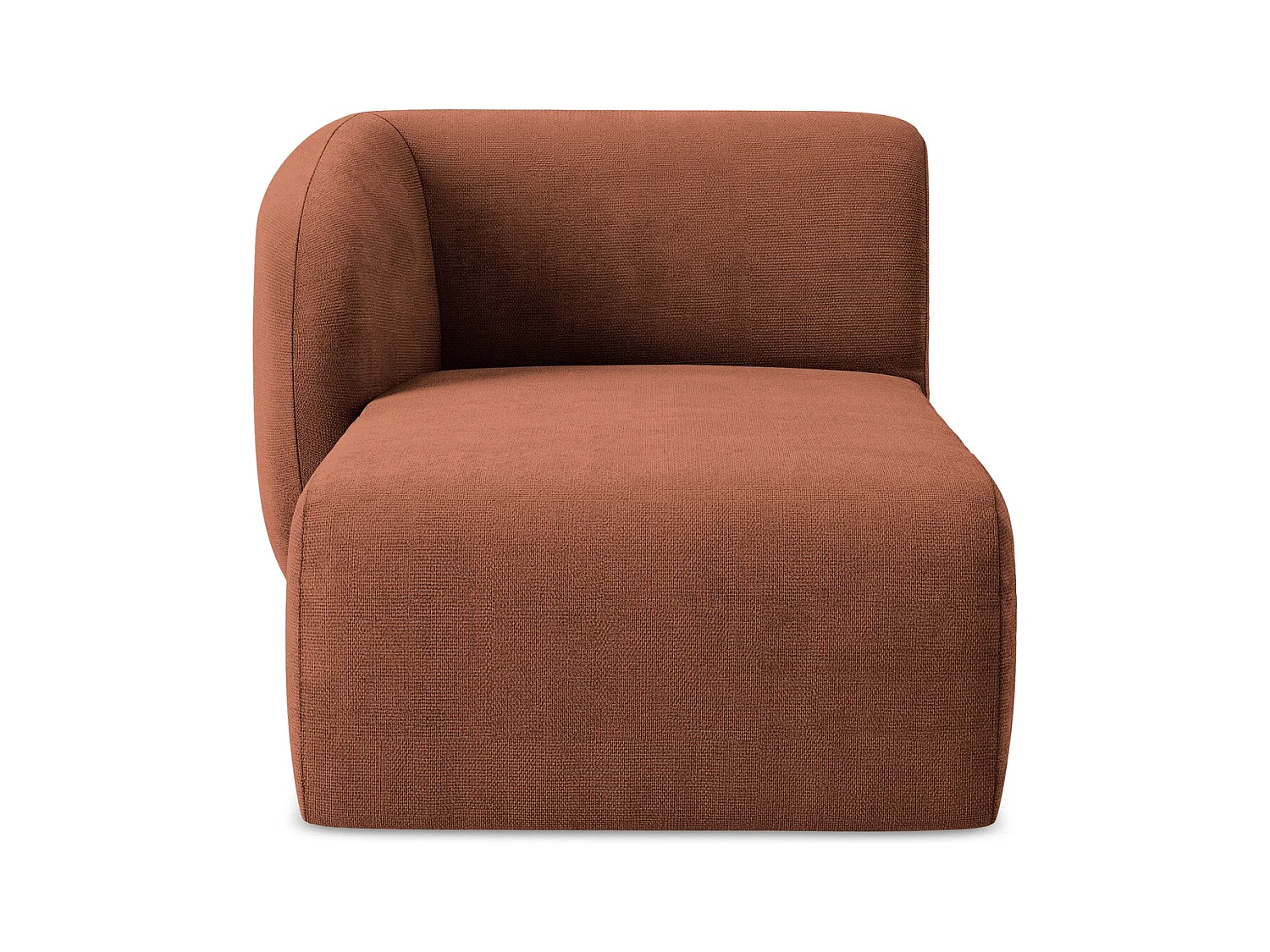 Chaise longue met hoek links van terracotta chenille stof - LANI