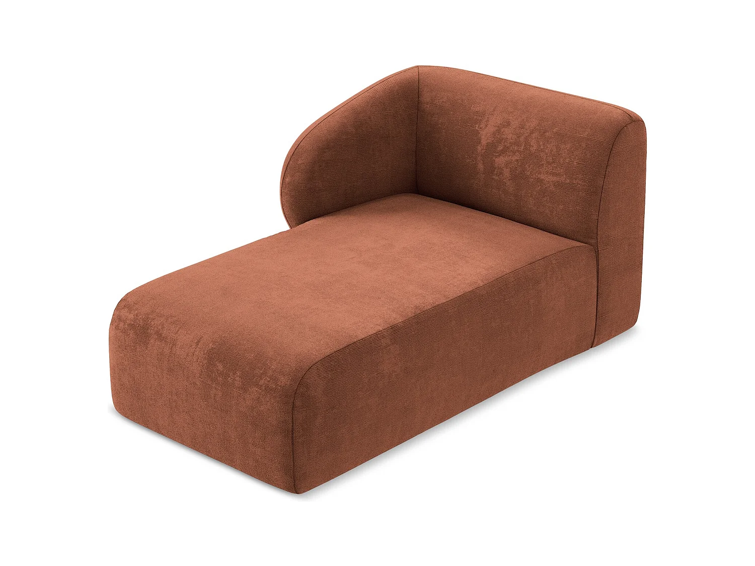 Chaise longue met hoek links van terracotta chenille stof - LANI