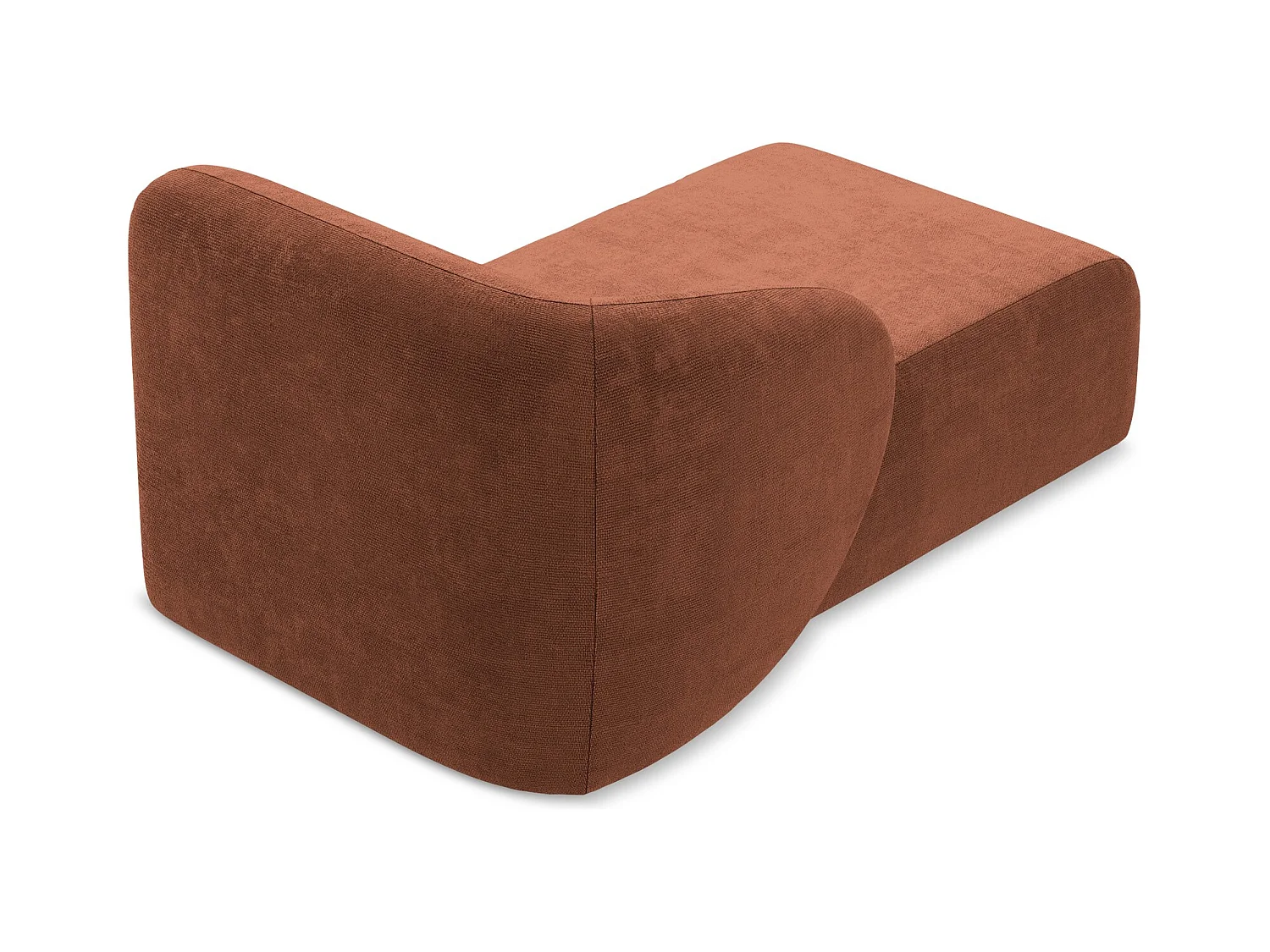 Chaise longue met hoek links van terracotta chenille stof - LANI