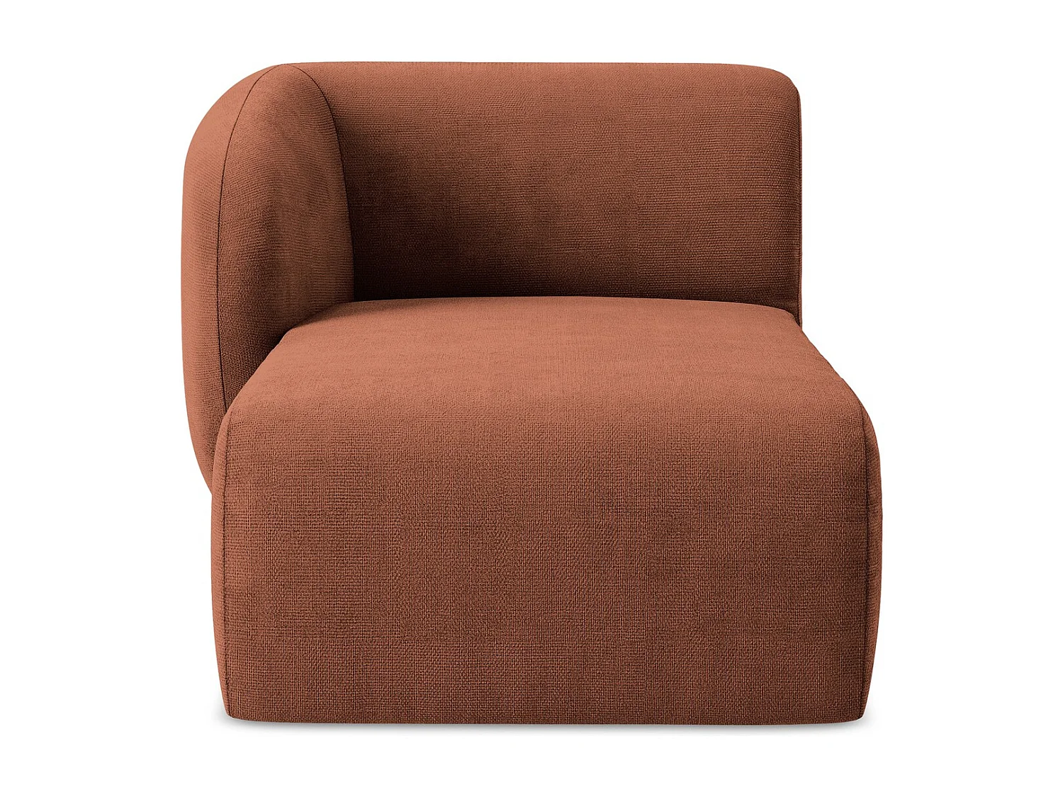 Méridienne gauche en tissu chenille - terre cuite - LANI