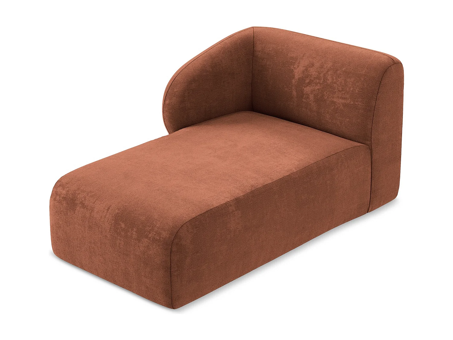 Méridienne gauche en tissu chenille - terre cuite - LANI