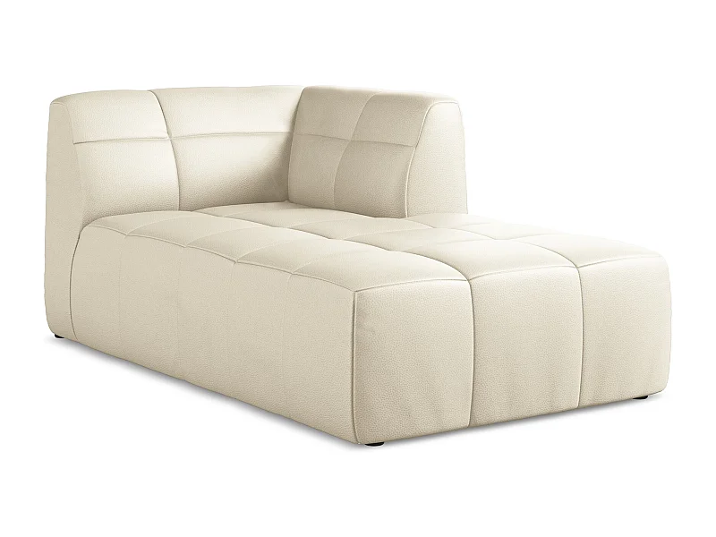 Chaise longue met hoek rechts van lichtbeige kunstleer - ALOHA