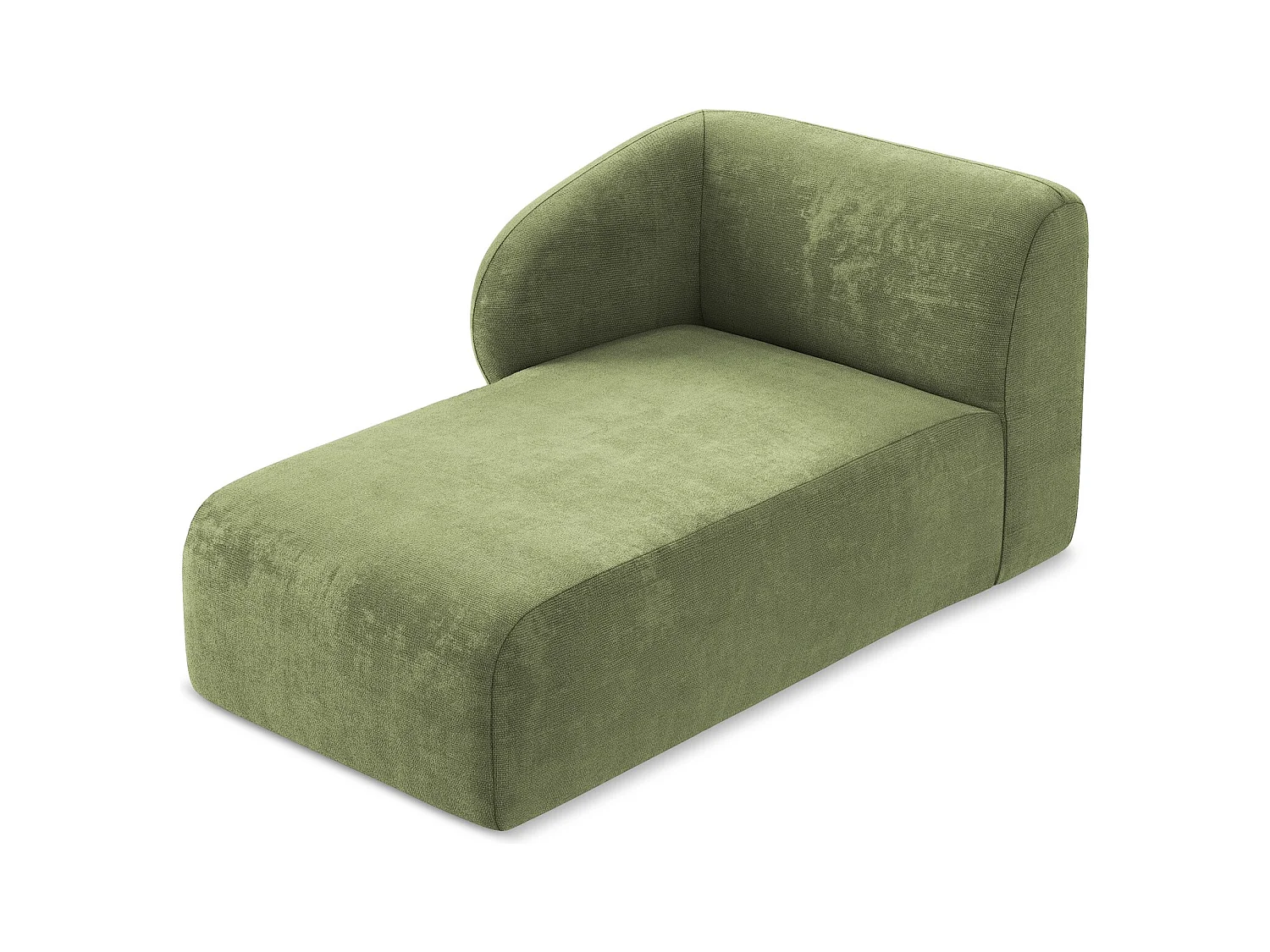 Chaise longue met hoek links van groente chenille stof - LANI