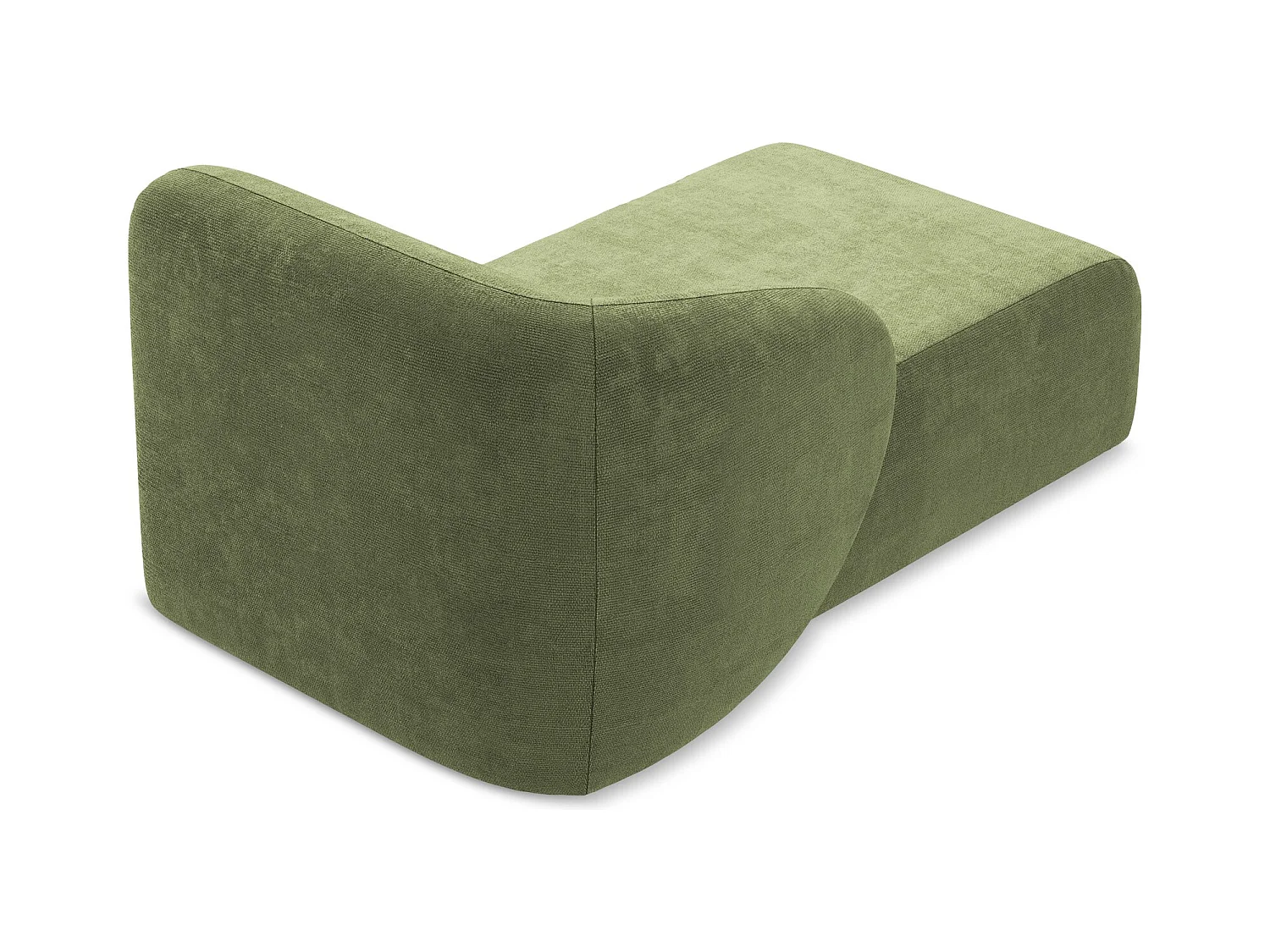 Chaise longue met hoek links van groente chenille stof - LANI