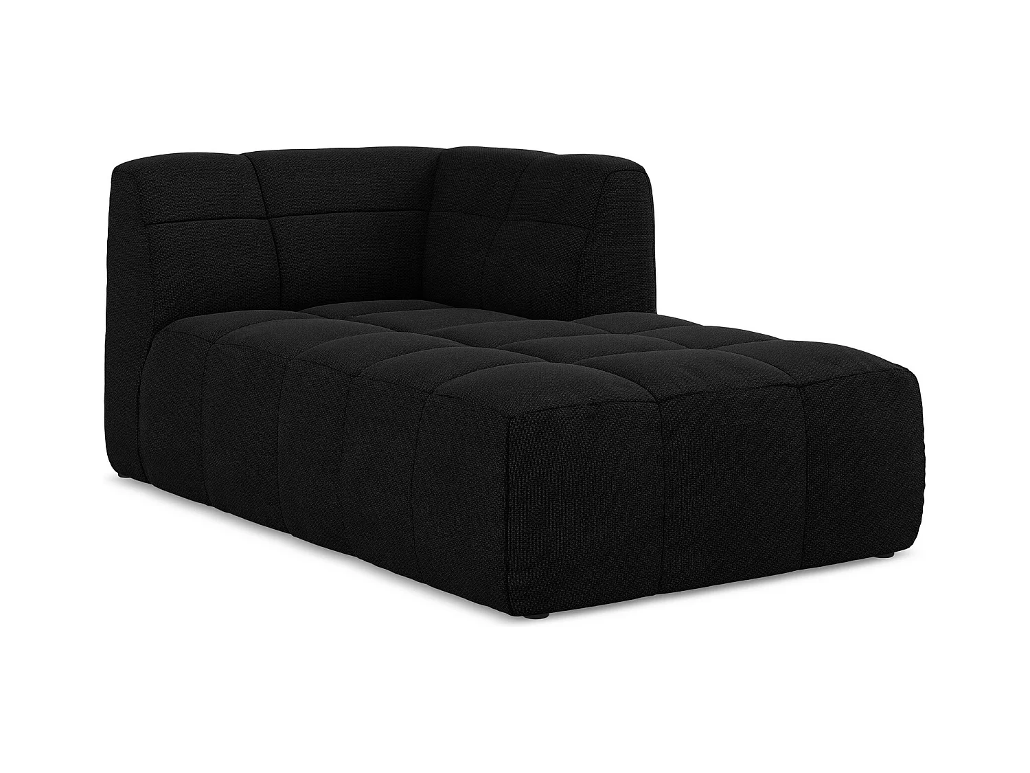 Méridienne droite en tissu bouclette - noir - ALOHA