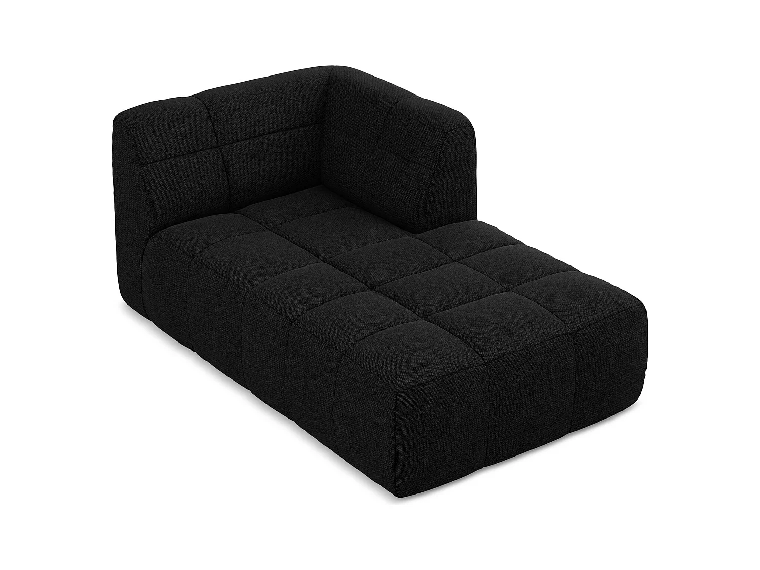 Méridienne droite en tissu bouclette - noir - ALOHA