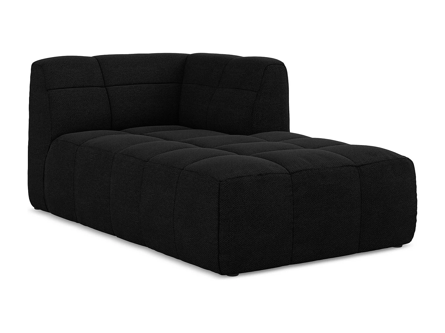 Méridienne droite en tissu bouclette - noir - ALOHA