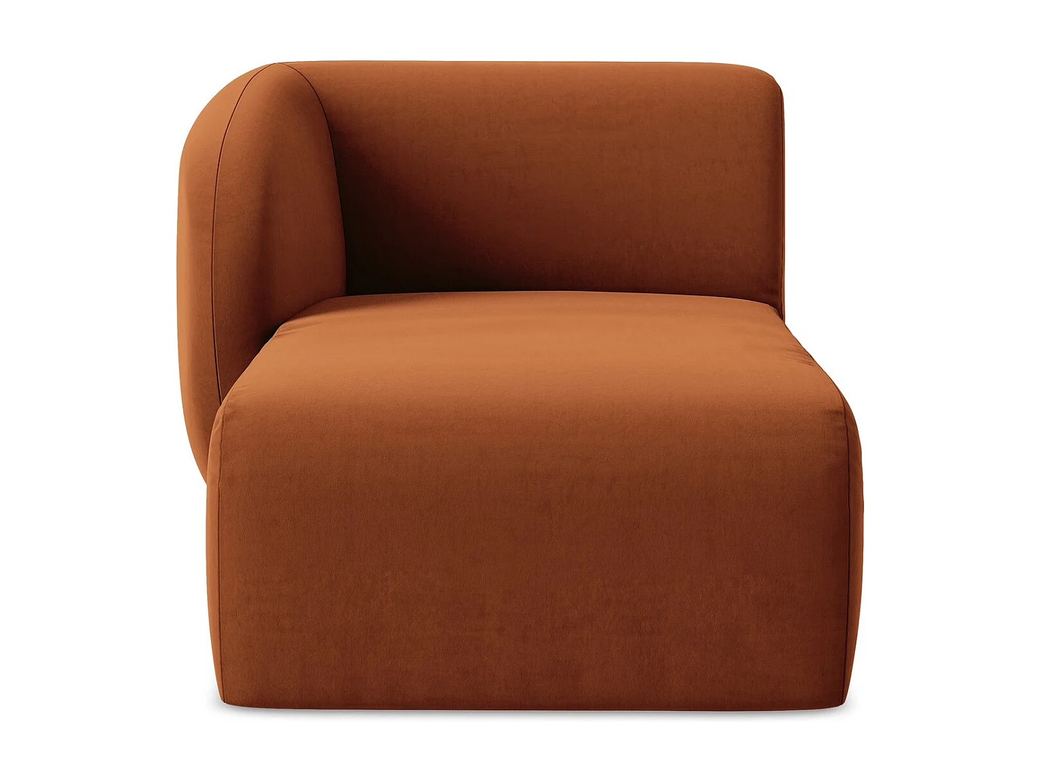 Méridienne gauche en velours - terre cuite - LANI