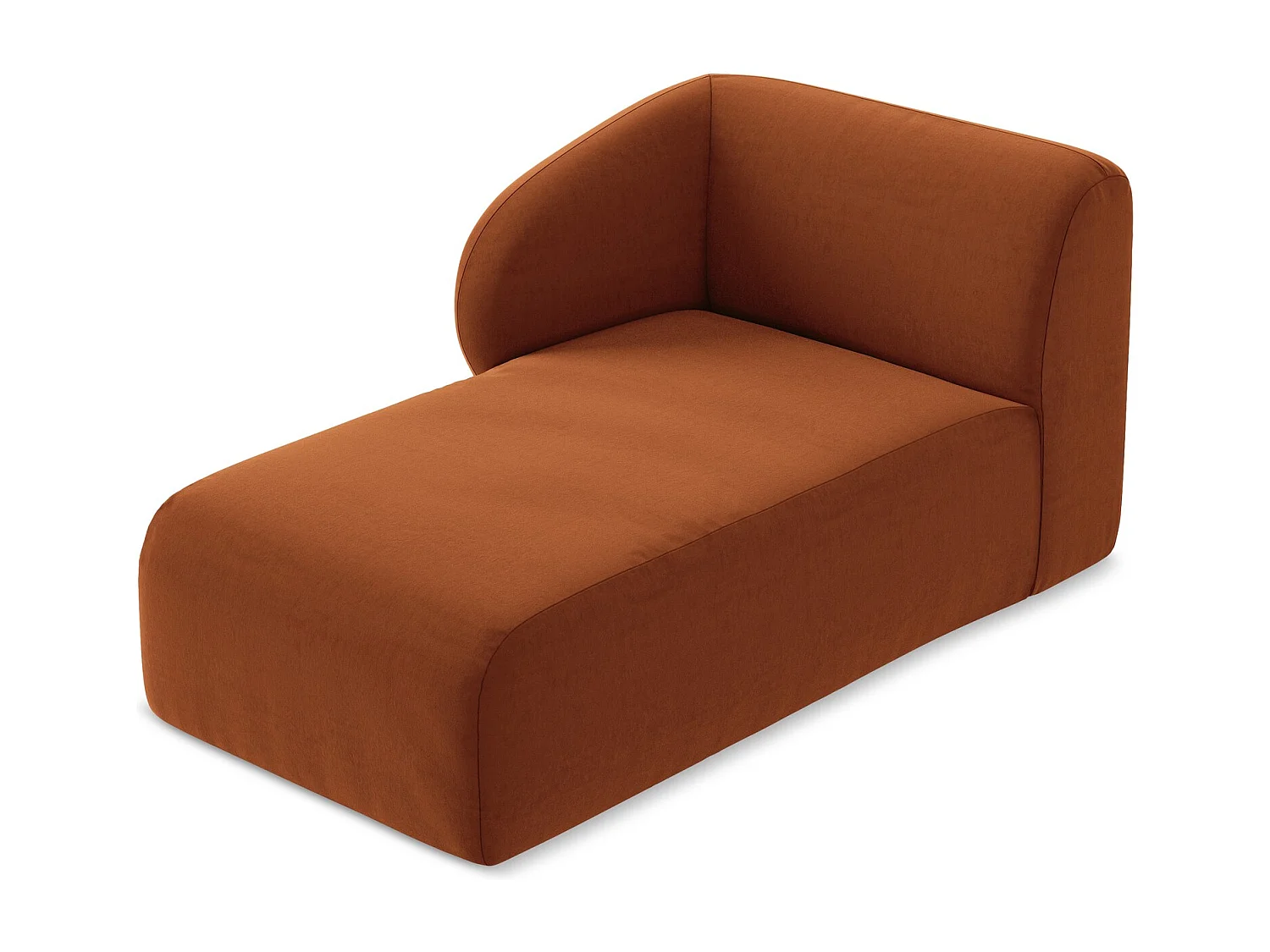 Méridienne gauche en velours - terre cuite - LANI