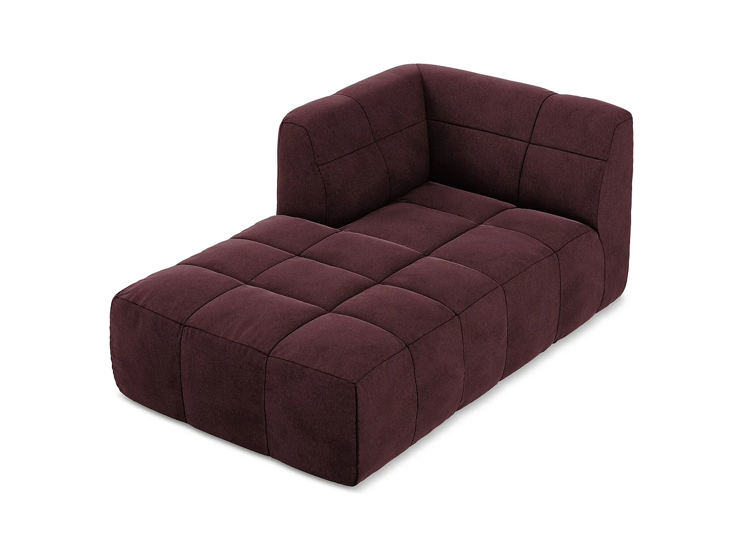 Chaise longue met hoek links van bourgondië velours - ALOHA