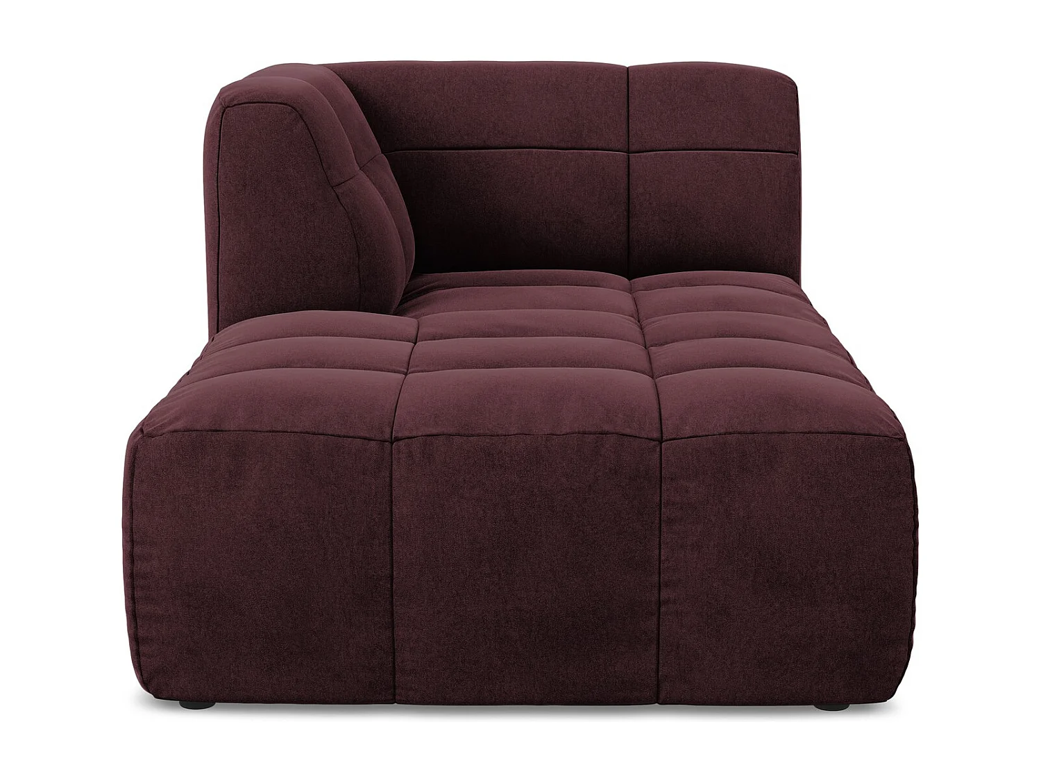 Méridienne gauche en velours - bourgogne - ALOHA