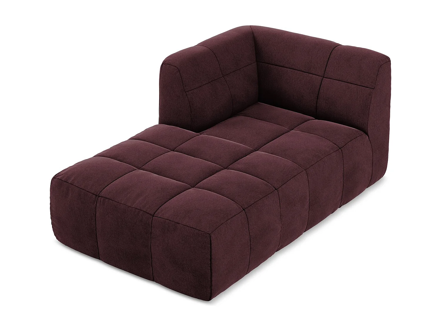 Méridienne gauche en velours - bourgogne - ALOHA