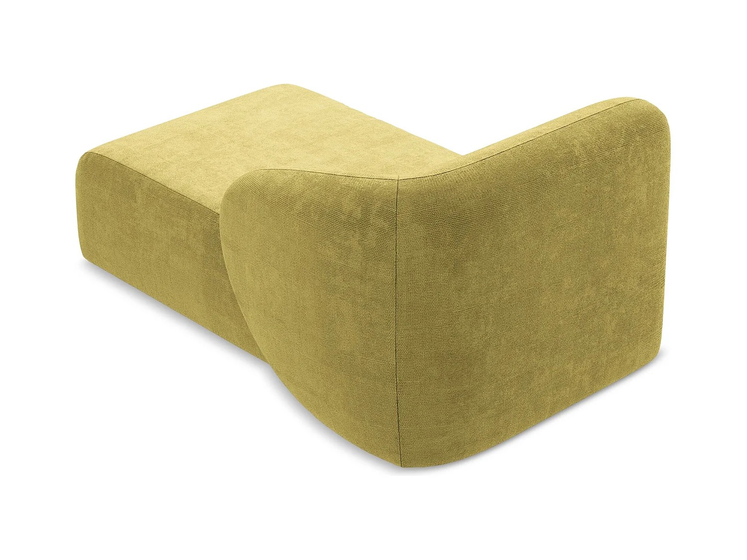 Chaise longue met hoek rechts van limoengroen chenille stof - LANI