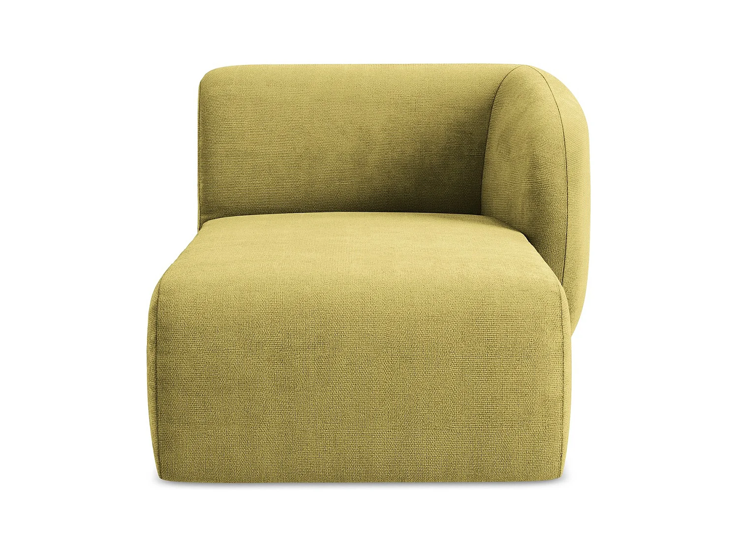 Chaise longue met hoek rechts van limoengroen chenille stof - LANI