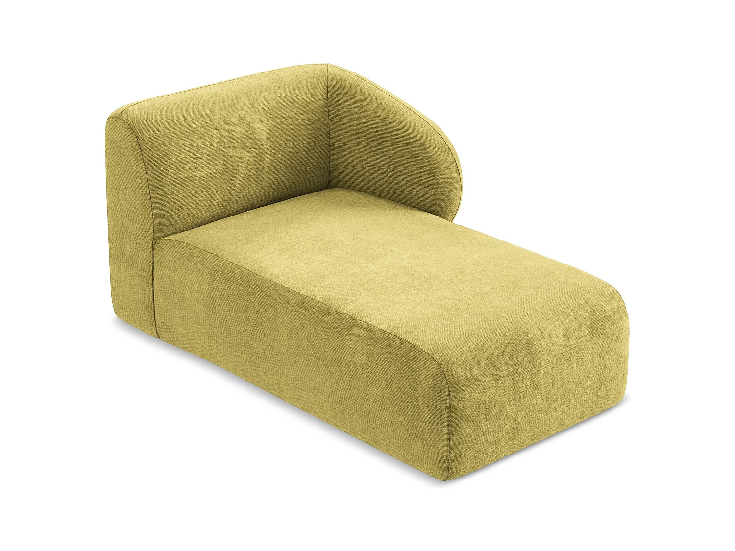 Chaise longue met hoek rechts van limoengroen chenille stof - LANI