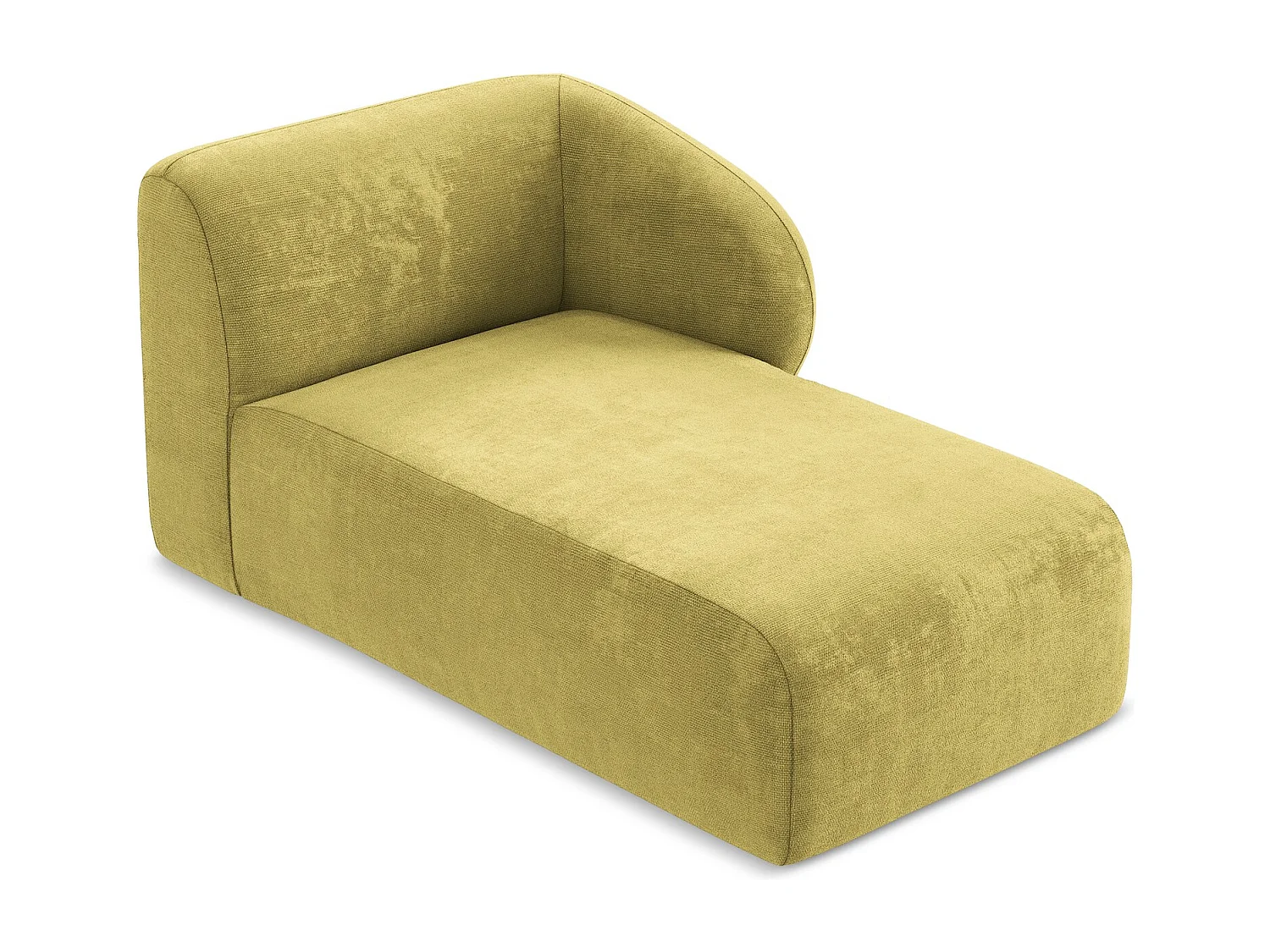 Méridienne droite en tissu chenille - vert citron - LANI