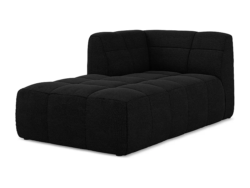 Chaise longue met hoek links van zwart bouclé - ALOHA
