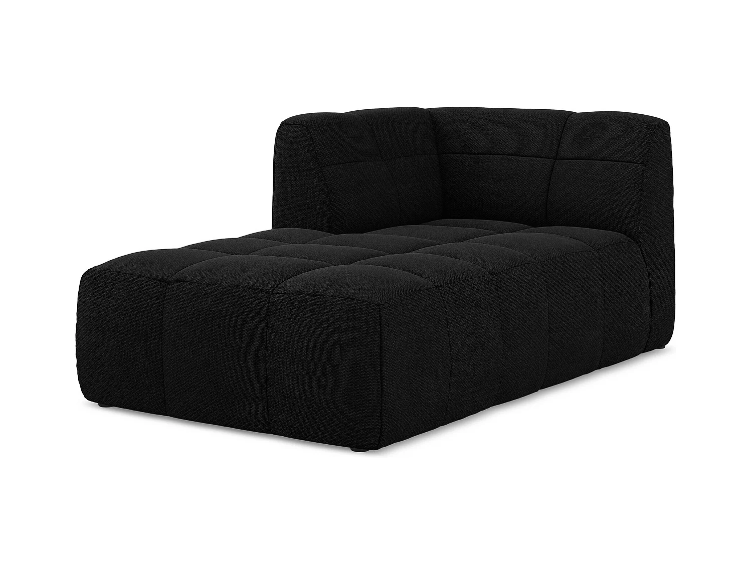 Méridienne gauche en tissu bouclette - noir - ALOHA