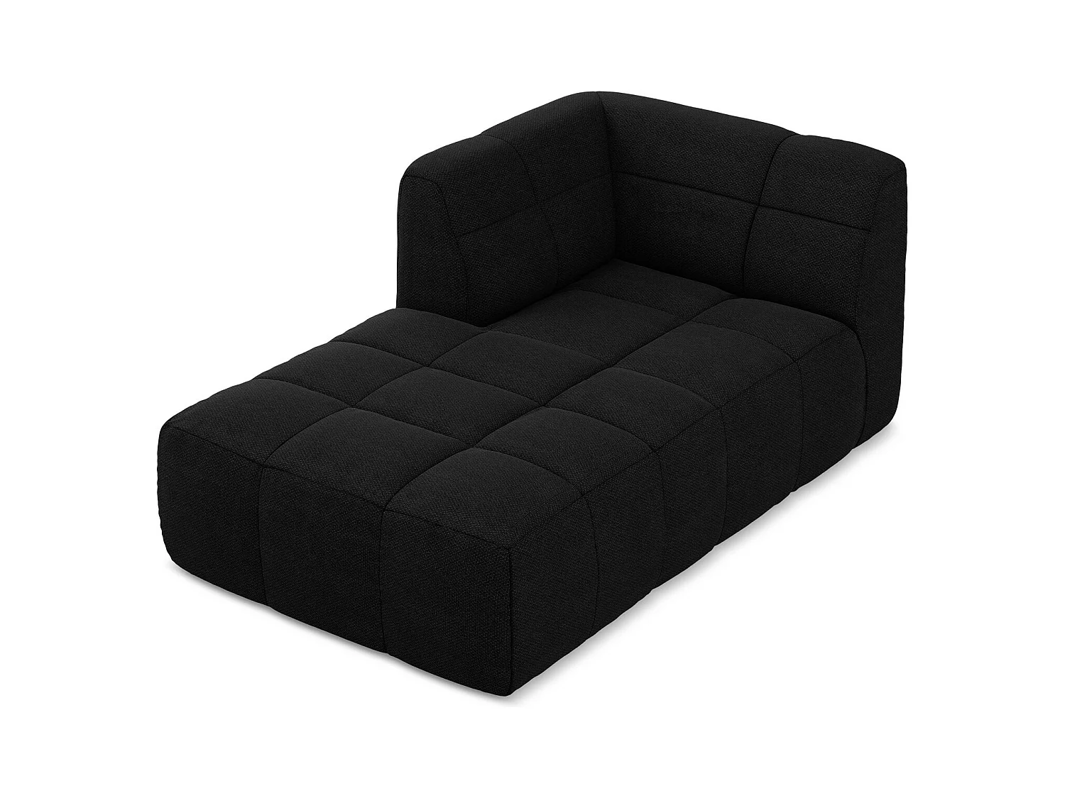 Méridienne gauche en tissu bouclette - noir - ALOHA