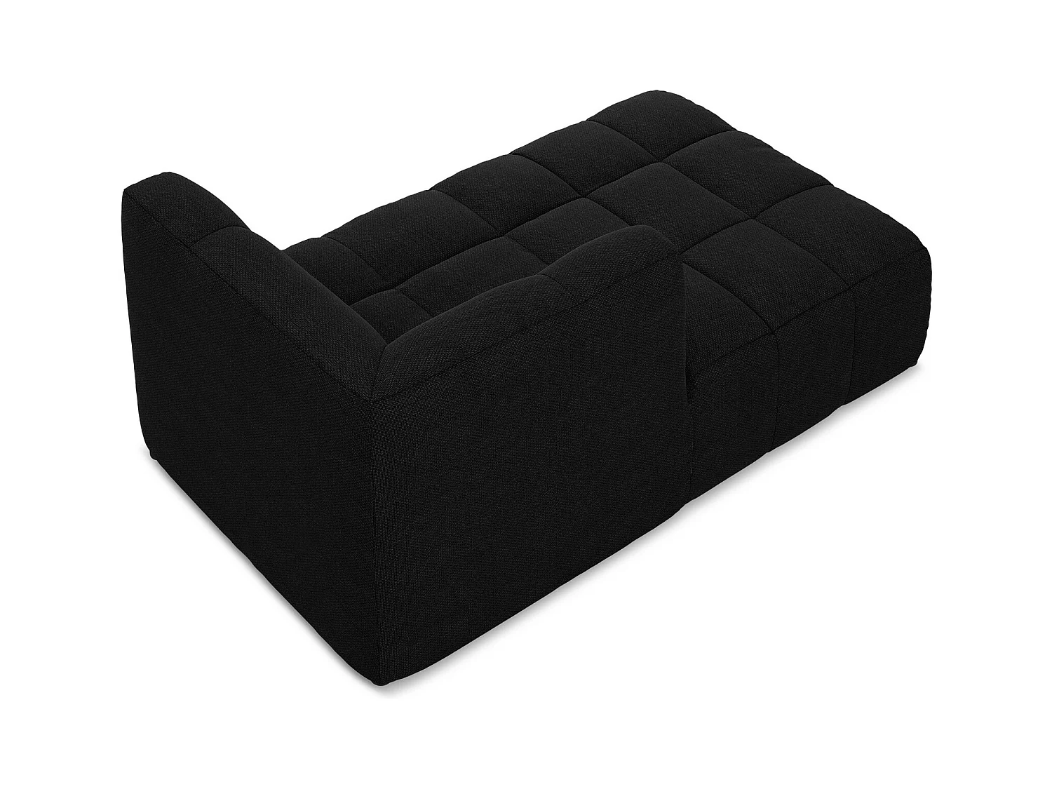 Méridienne gauche en tissu bouclette - noir - ALOHA