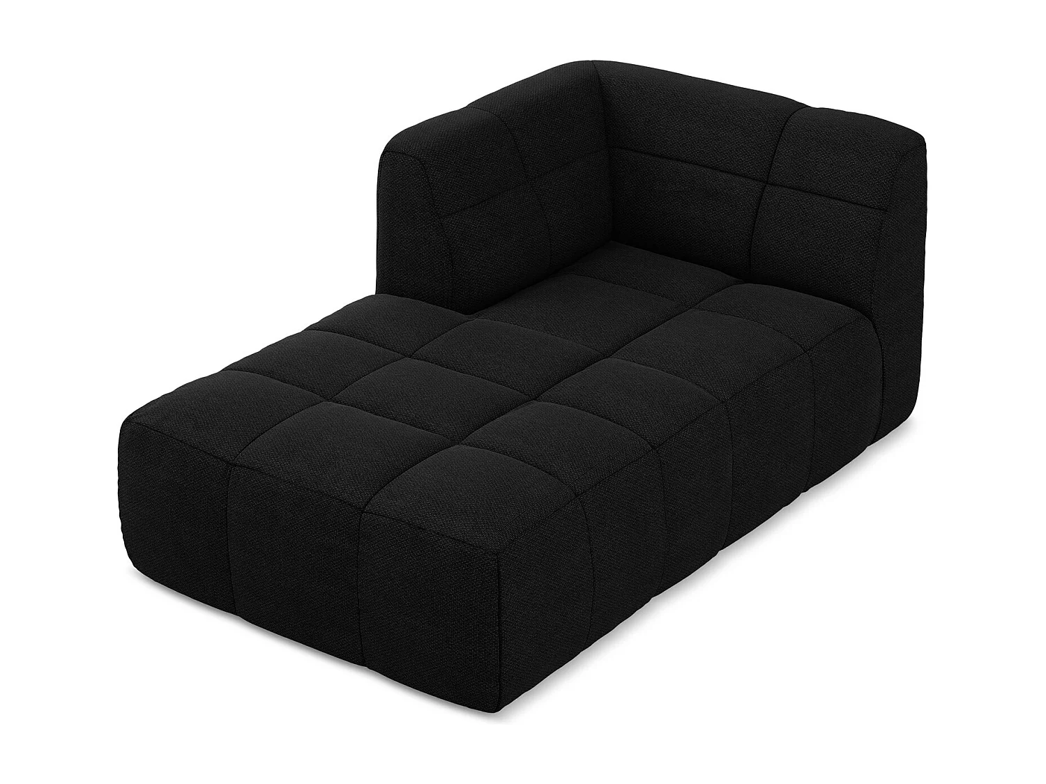 Méridienne gauche en tissu bouclette - noir - ALOHA