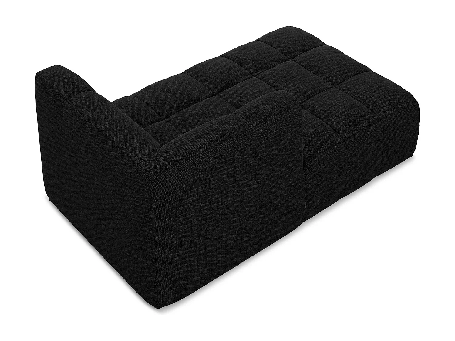 Méridienne gauche en tissu bouclette - noir - ALOHA